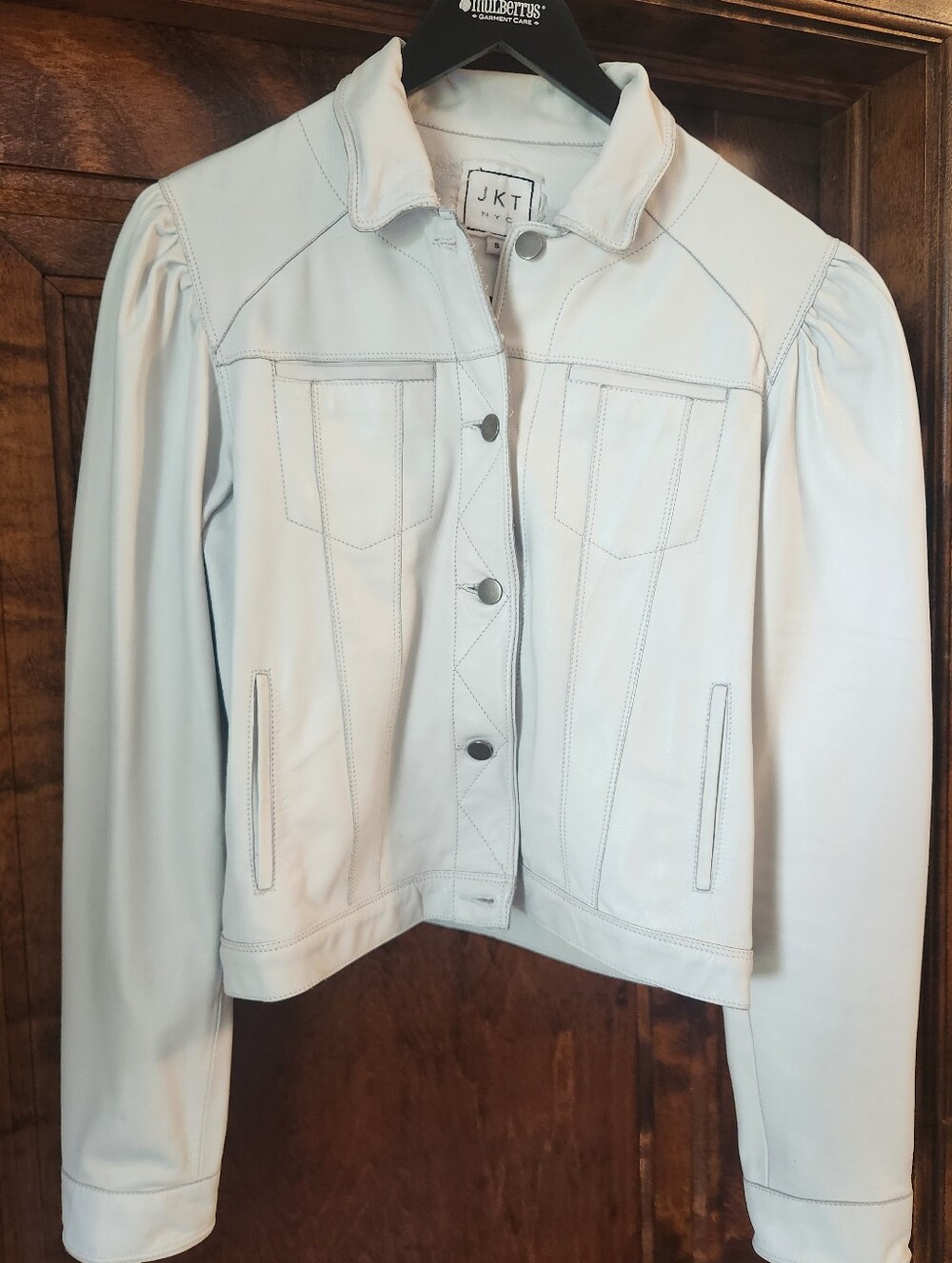 JKT NYC Women's White Leather Jacket